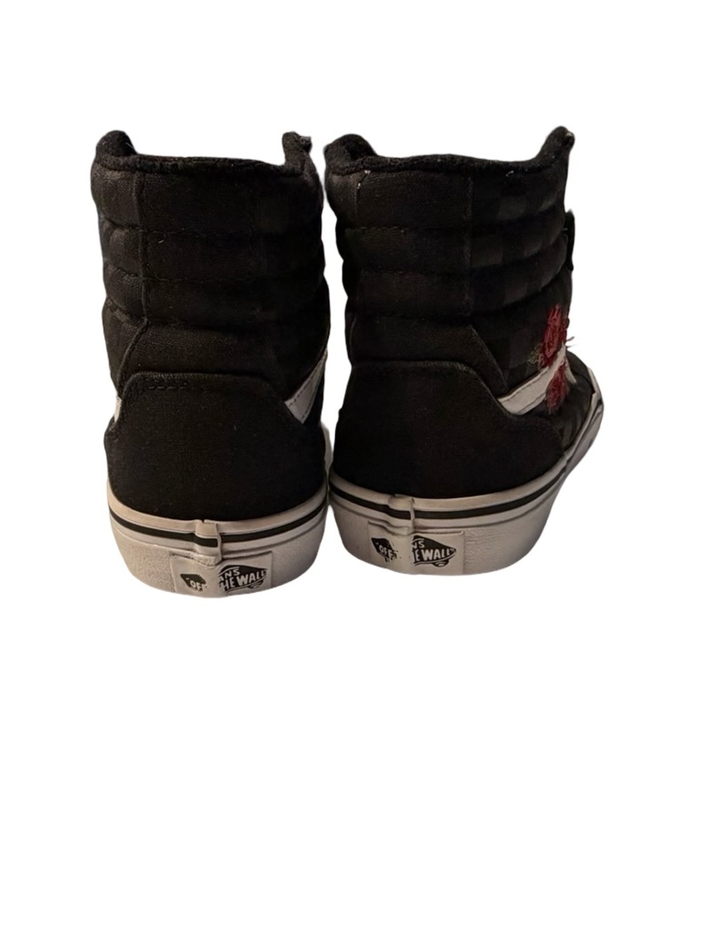 Vans SK8-Hi Checkerboard Rose Embroidery Black Skate High Top Sneaker Size 5.5 - Picture 5 of 8